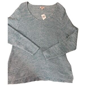 NWT Style & Co Cotton Sweater 3X Teal White Oversized Soft Girl  Cozy Loose